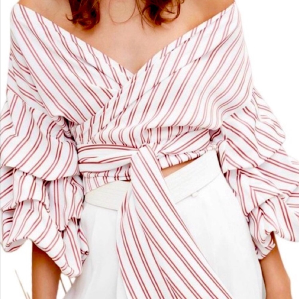 Alexis Striped Off-Shoulder Ruffle Top
